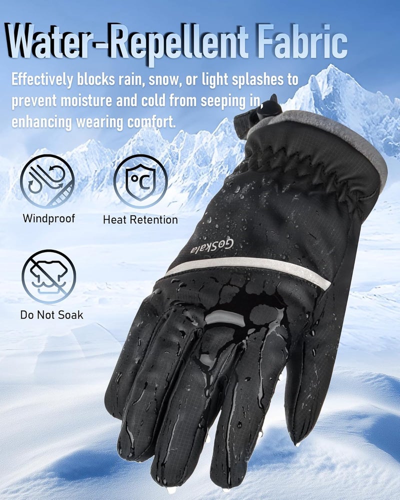 GoSkala Winter Gloves Men Women,Waterproof Windproof Touchscreen Thermal for Cold Weather Outdoor Running Cycling Hiking - Image 2